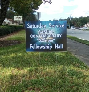 FUMC Saturday Service Sign